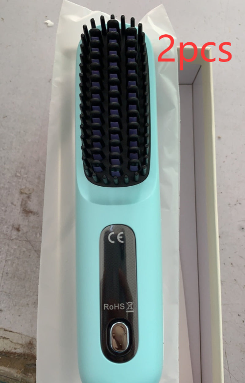 2 in 1 Straight Hair Comb Wireless Hair Straightener Brush Hair Fast Heating Portable Hot Curler USB Charging