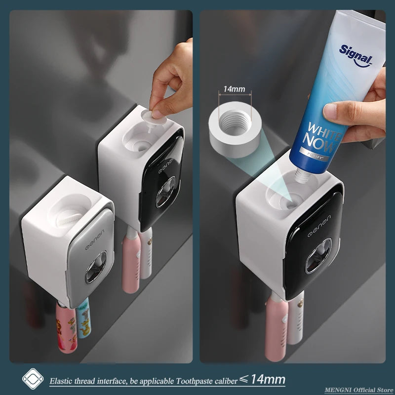 Automatic Toothpaste Dispenser Squeezer with Toothbrush Holder Wall Mounted Bathroom Accessories Sets