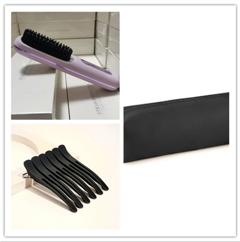 2 in 1 Straight Hair Comb Wireless Hair Straightener Brush Hair Fast Heating Portable Hot Curler USB Charging