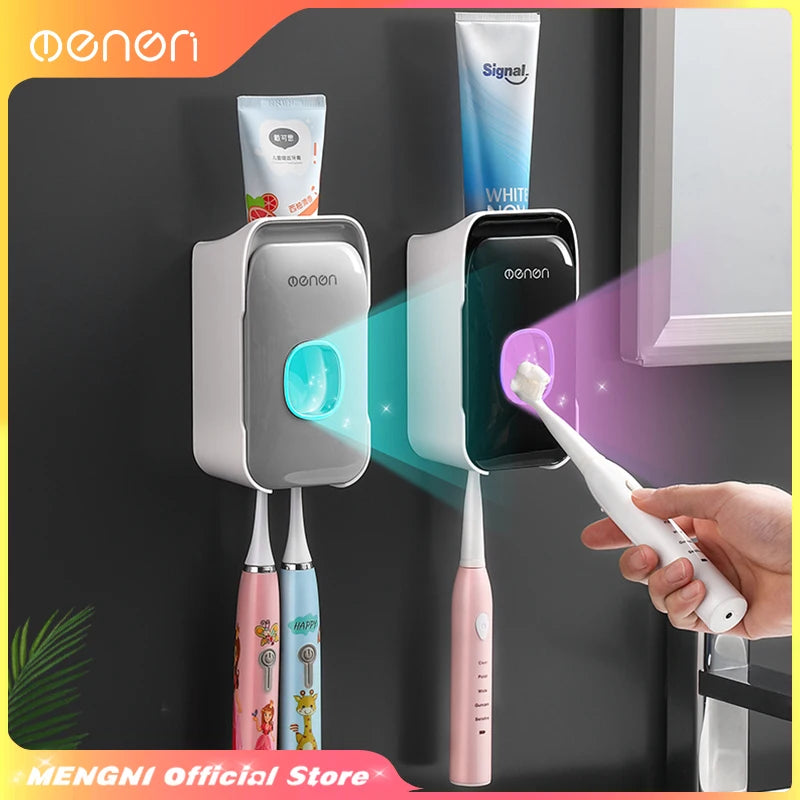 Automatic Toothpaste Dispenser Squeezer with Toothbrush Holder Wall Mounted Bathroom Accessories Sets
