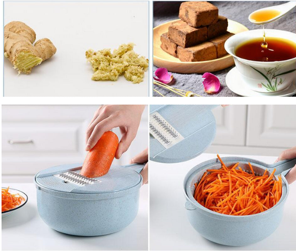 8 in 1 Mandoline Slicer Vegetable Slicer Potato Peeler Carrot Onion Grater with Strainer Vegetable Cutter Kitchen Accessories