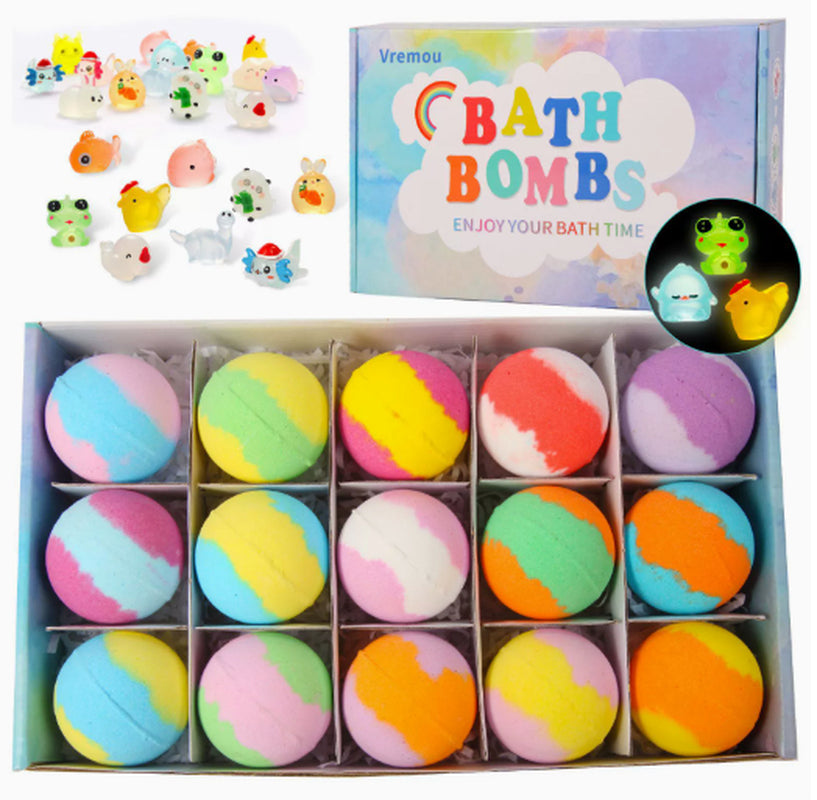 Glow-In-The-Dark Doll-Shaped Bath Bombs - Kids Bath Time Fun Set with Fizzing Bubble Foam