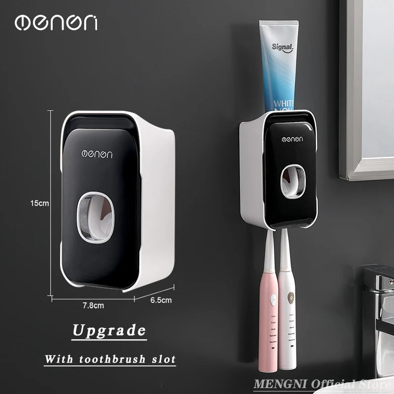 Automatic Toothpaste Dispenser Squeezer with Toothbrush Holder Wall Mounted Bathroom Accessories Sets